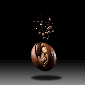 飘在空中的创意咖啡豆