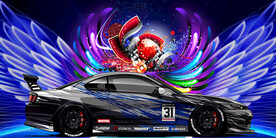 跑车翅膀音乐背景墙