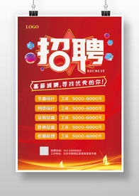 红色大气企业店面招聘广告海报