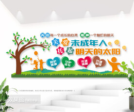 关爱未成年人公益宣传文化墙