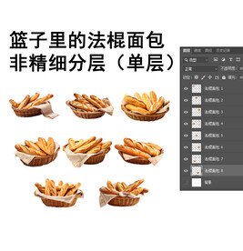 免抠透明篮子里的法棍面包