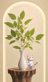 小猫绿植装饰画