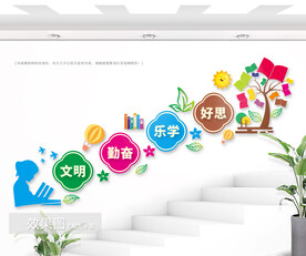 学校楼梯间标语文化墙图片