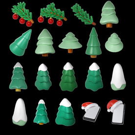 单层免抠透明3d圣诞元素