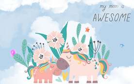 卡通矢量床头背景墙