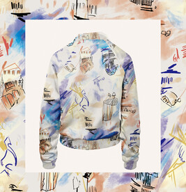 手绘建筑复古高清分层循环印花