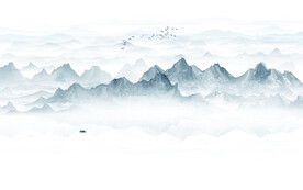 现代意境新中式山水背景壁画