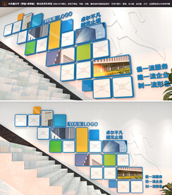 企业楼梯照片墙员工风采