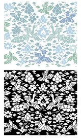 凤凰牡丹花枝四方连续