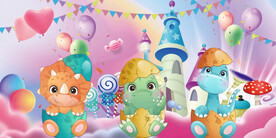 卡通恐龙梦幻城堡背景