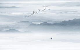 屏风水墨山水画