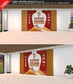 校园文化走廊一训三风文化墙