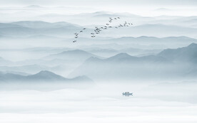 山水水墨山水图