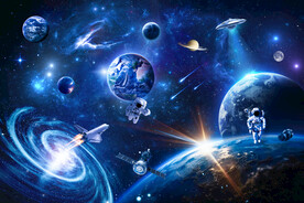 太空宇航员星球宇宙航天银河背景