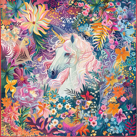 方巾独角兽花朵