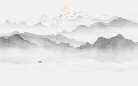 简约山水画电视背景墙