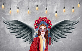 工装国潮背景翅膀