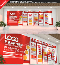 红色企业文化墙