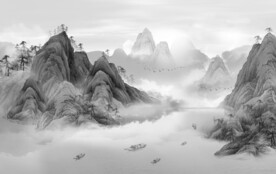 新中式水墨山水壁画