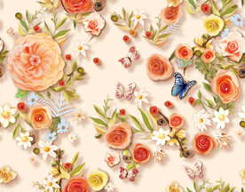 3D蝴蝶花手绘分层循环