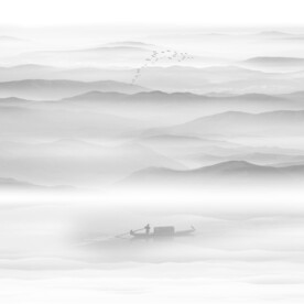 新式中式山水壁画