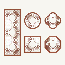 中式花纹 窗花格 镂空隔断