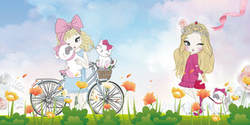 女孩卡通背景墙