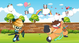 卡通熊猫背景墙