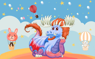 卡通恐龙背景墙