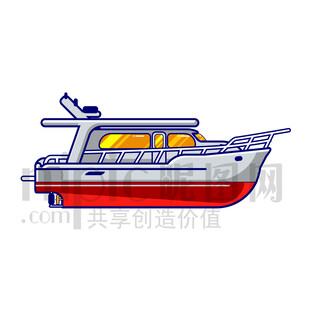 卡通游艇快艇轮船