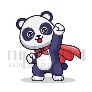 可爱卡通超人大熊猫