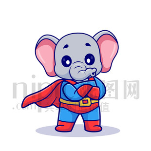 可爱卡通超人大象