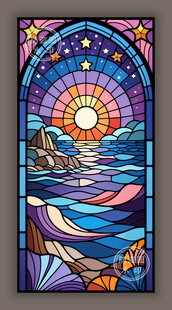 教堂蒂凡尼彩绘玻璃梦幻星空图案