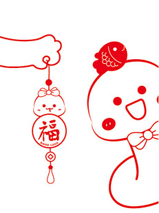 蛇年挂件卡通插画福