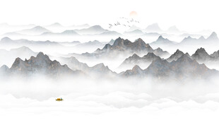 抽象意境山水画背景墙