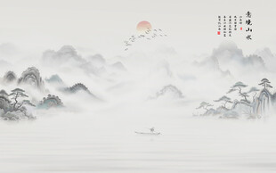 禅意山水水墨画