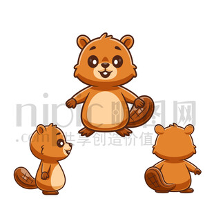 卡通松鼠三视图