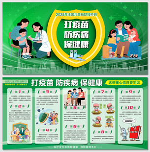 卡通全国儿童预防接种日展板