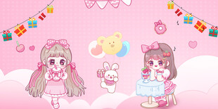 卡通女孩背景墙