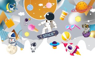 卡通儿童房背景墙图片