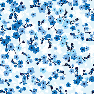 蓝白小花图案布料纹理