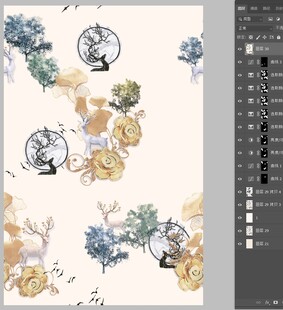 花卉动物图案的精美壁纸