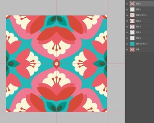 多彩花卉几何图案背景