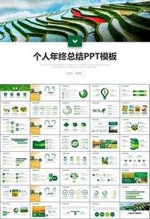 水稻农田农业种植大米PPT模板