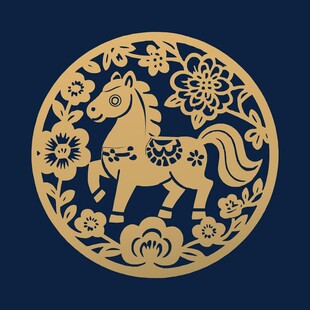 中国传统新年马年插画