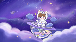 卡通太空背景墙