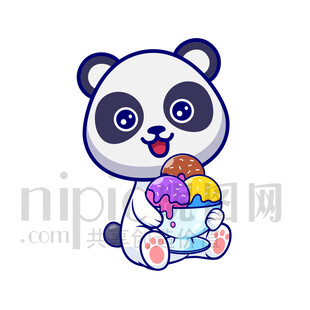 吃冰淇淋的可爱熊猫