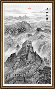 水墨长城玄关画
