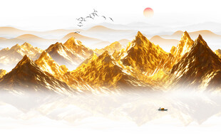 金箔山水画背景墙