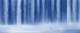 高山流水瀑布山水画背景图